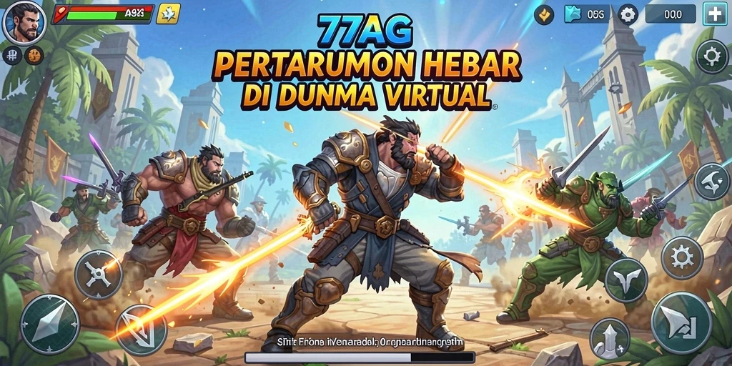 Screenshot gameplay dari 77AG yang menampilkan aksi pertarungan intens.