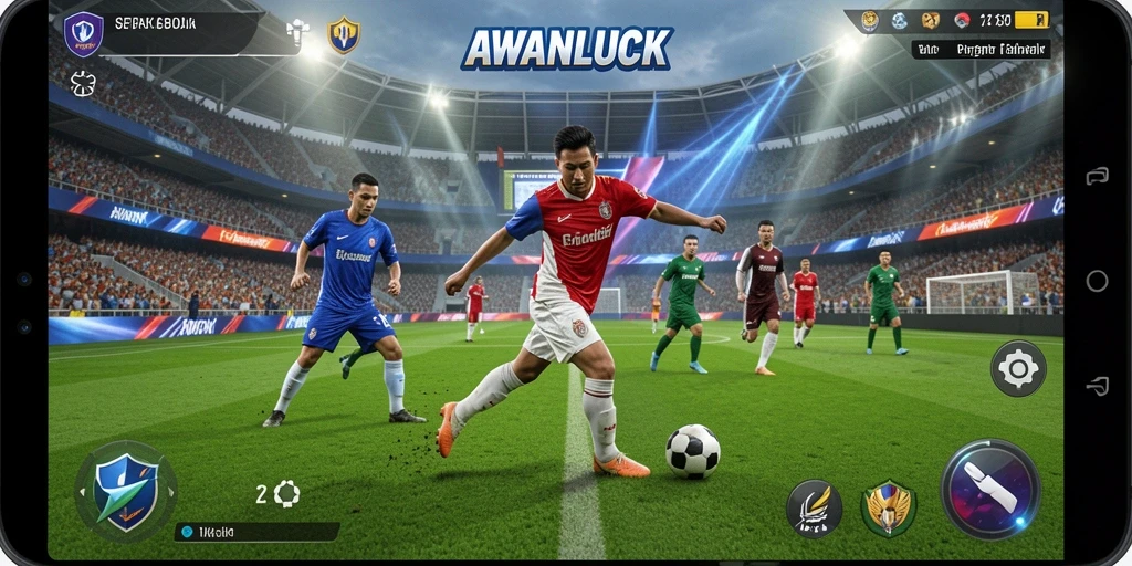 Tampilan gameplay menegangkan dalam pertandingan sepak bola.