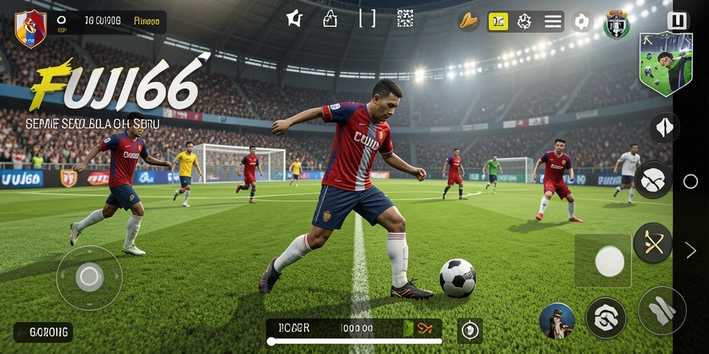 Tampilan gameplay FUJI66 yang menegangkan saat pertandingan sepak bola berlangsung.