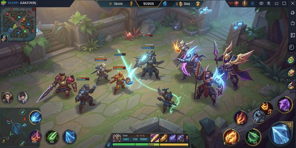 Screenshot KAKWIN menampilkan aksi intens dalam pertarungan MOBA.