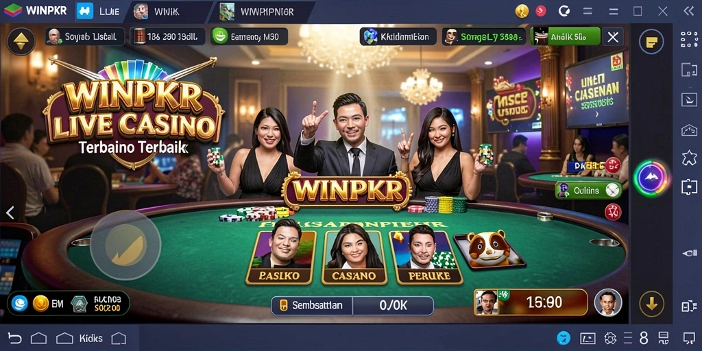 Tampilan menarik gameplay Live Casino dalam WINPKR.